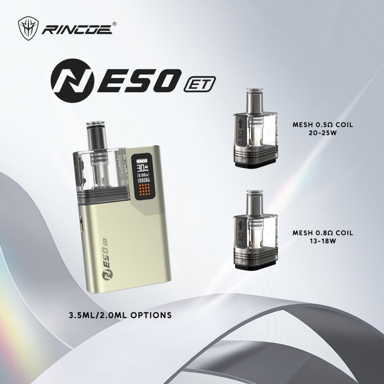 【RINCOE NESO ET主機】1400mAh 5–30W可調 MTL/RDL雙模式